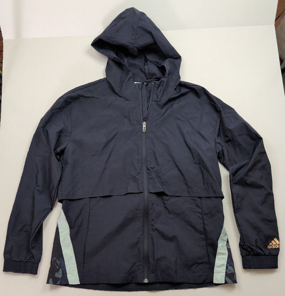 Adidas Cinchable Running Hooded Windbreaker Light Spring Jacket w/Pockets Medium